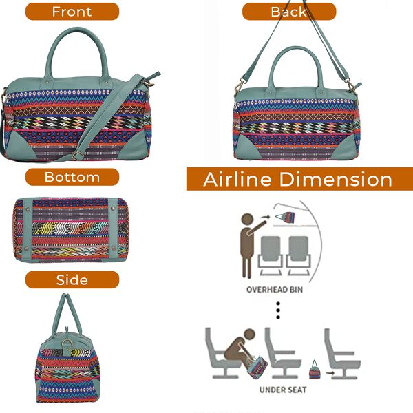 Stilvolle Weekender-Tasche mit handgewebtem Muster, Gr&uuml;n image number 5