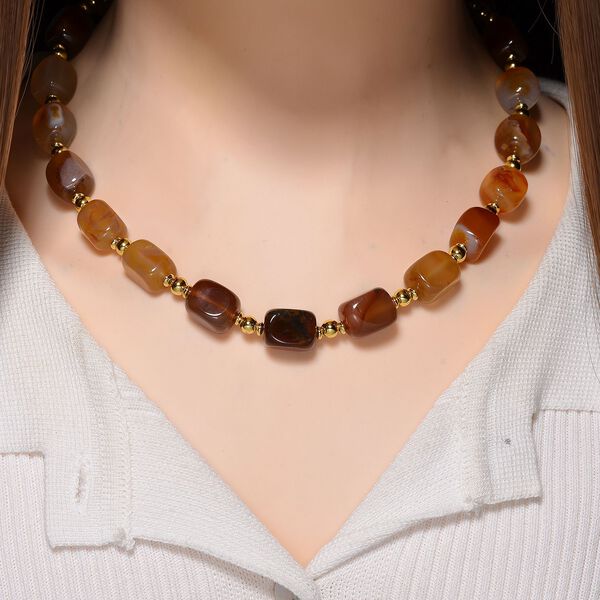 Karneol Halskette, flexibel, vergoldet ca. 300.00 ct image number 2