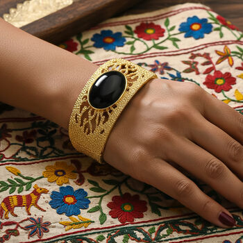 EverTrue AA schwarzer Glasachat 19cm Armreif - 28,10 ct.