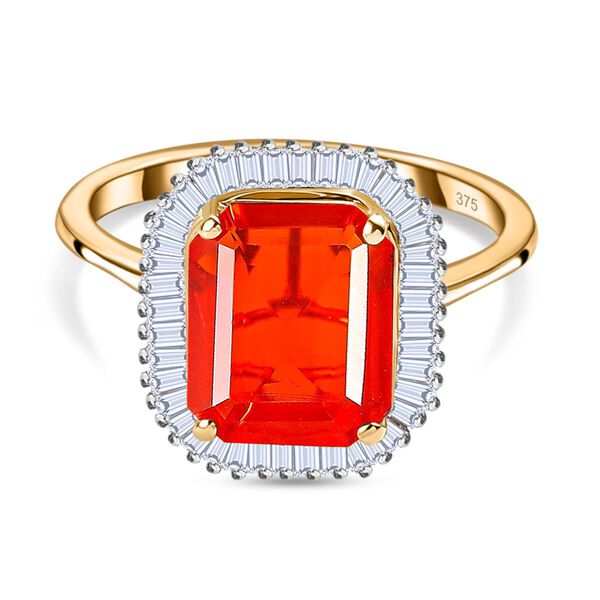 AAAA Purpurroter Feueropal und Diamant Ring in 375 Gold &ndash; 2,75 ct.