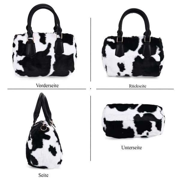 Crossbody Bag in Kuhfell-Optik, Schwarz-Weiß, 26x17x13cm image number 5