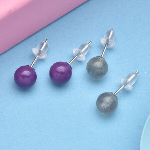 2er-Set Phosphosiderit und Labradorit Ohrstecker 925 Silber rhodiniert ca. 7,00 ct image number 2