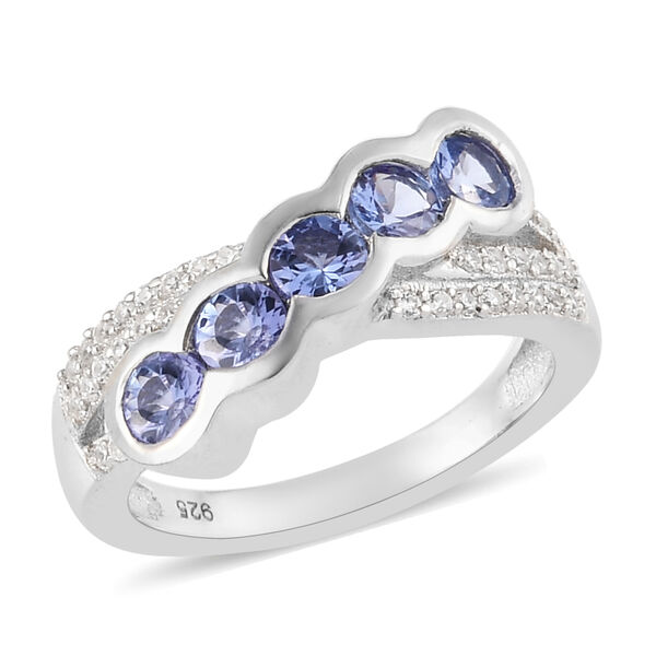 Tansanit und Zirkon Ring 925 Silber platiniert  ca. 1,12 ct image number 4