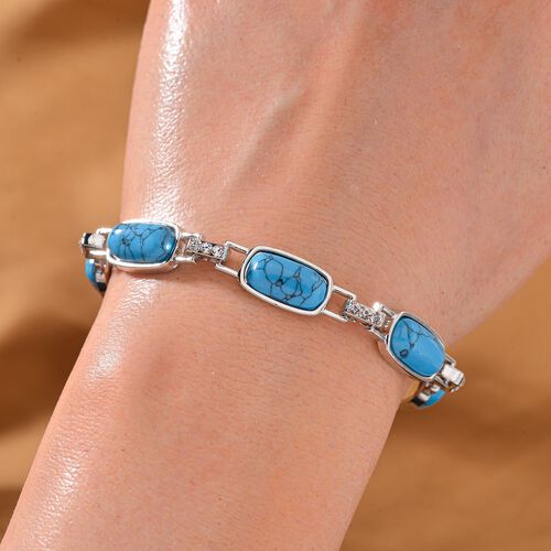 Blauer Howlit, Weißer Kristall Armband ca. 20 cm image number 1