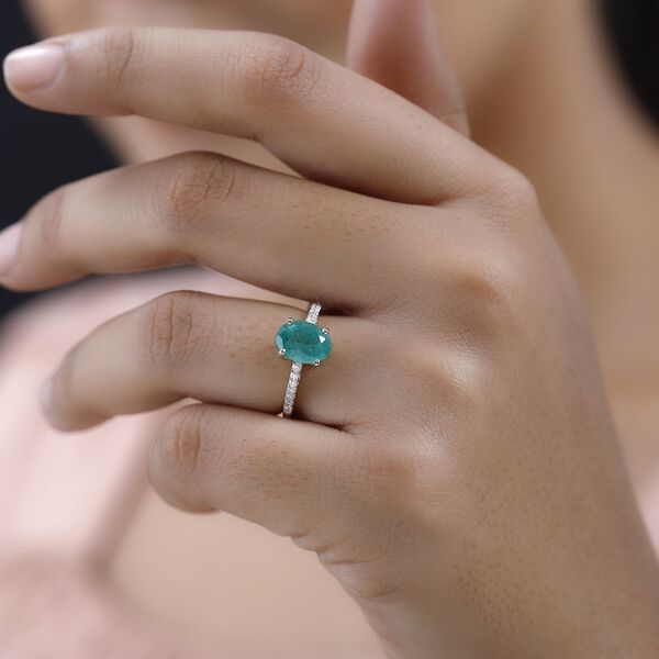 AA Kagem Sambischer Smaragd, Weißer Diamant Ring, 375 Gold (Größe 20.00) ca. 1.89 ct image number 3