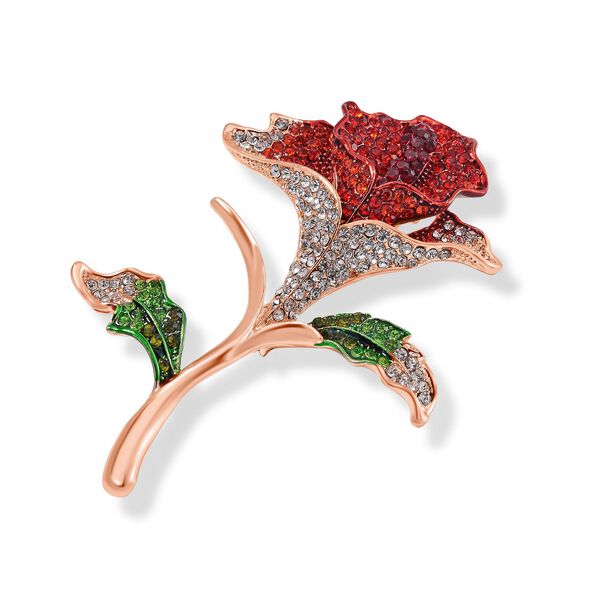 Mehrfarbiger Kristall Brosche Std Rose image number 2