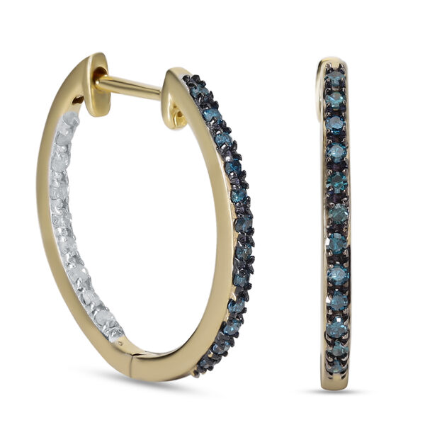 Blaue und wei&szlig;e Diamant-Creolen in Silber image number 4