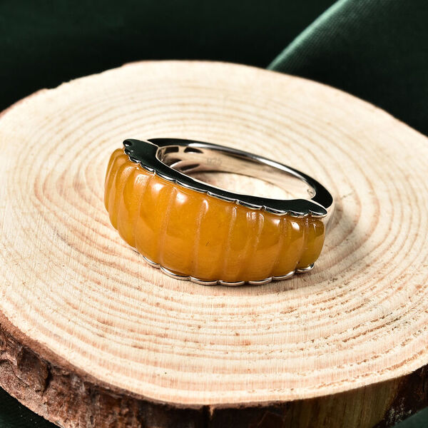 Gelbe Jade Ring 925 Silber Rhodium-&Uuml;berzug image number 2