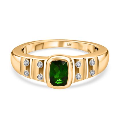Natürlicher Chromdiopsid und Zirkon-Ring - 0,62 ct.