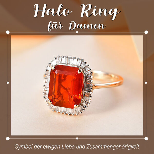 AAAA Purpurroter Feueropal und Diamant Ring in 375 Gold &ndash; 2,75 ct. image number 2