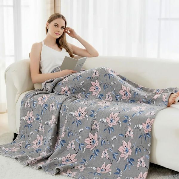 Ultraweiche bedruckte 155gsm Flanell Kuscheldecke, 200x150cm, Grau-Rosa image number 3