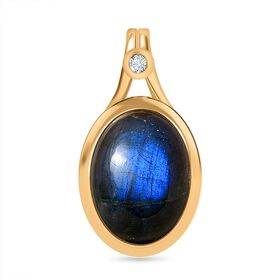 AAA Labradorit und Zirkon Anhänger -10,65 ct.