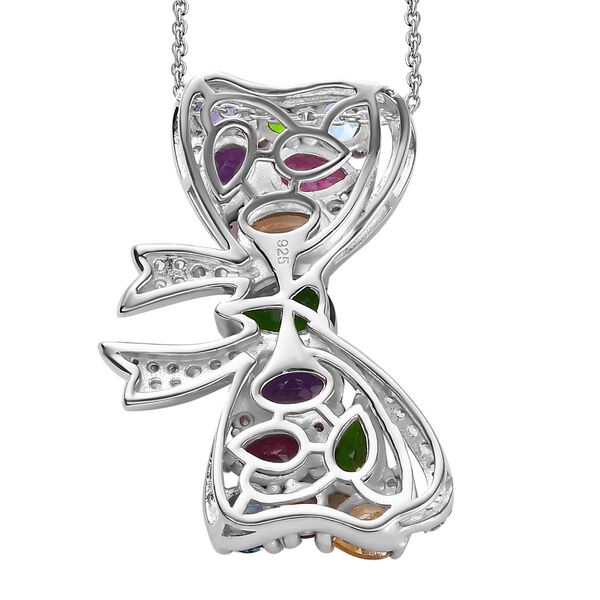 Nat&uuml;rlicher Chromdiopsid, Rhodolith Granat Anh&auml;nger mit Kette, 925 Silber rhodiniert ca. 5,01 ct. image number 5