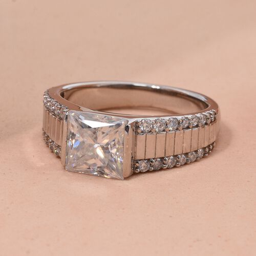 Moissanit Ring 925 Silber rhodiniert (Größe 19.00) ca. 2,22 ct image number 1