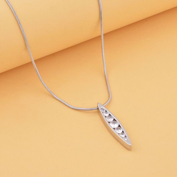 Weiße Zirkonia Halskette, ca. 70 cm, Silberfarben image number 2