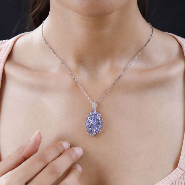 Tansanit und Zirkon Anh&auml;nger mit 50cm Kette - 5,55 ct. image number 3