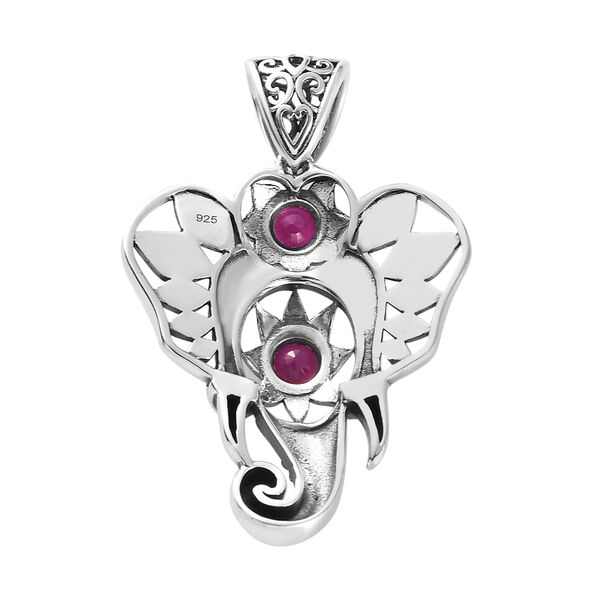 Handgefertigter, afrikanischer Rubin-Elefant-Anh&auml;nger in Silber image number 6