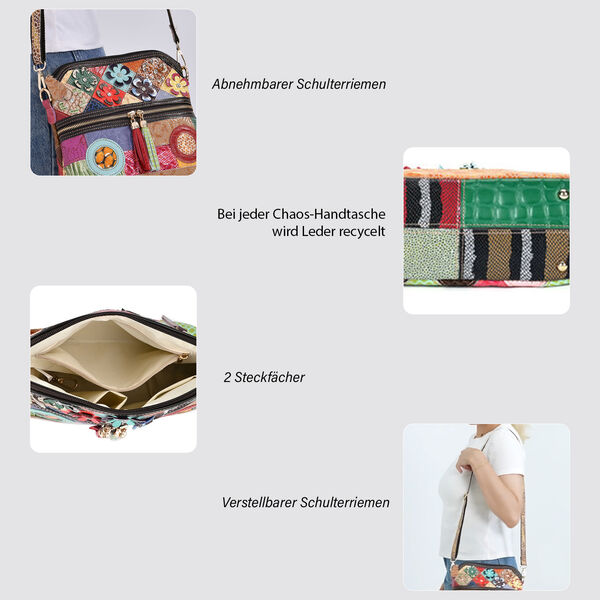 Chaos by Elsie- Echtleder Crossbody Bag mit RFID-Schutz und Kroko-Prägung, Blumenmuster image number 3