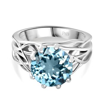 AA Himmelblauer Topas Ring, Messing, (Gr&ouml;&szlig;e 16.00), ca. 4.24 ct