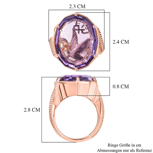 GP - AA Rose De France Amethyst, Kanchanaburi Blauer Saphir Ring 925 Silber 750 Ros&eacute;gold Vermeil (Gr&ouml;&szlig;e 21.00) ca. 17,36 ct image number 7