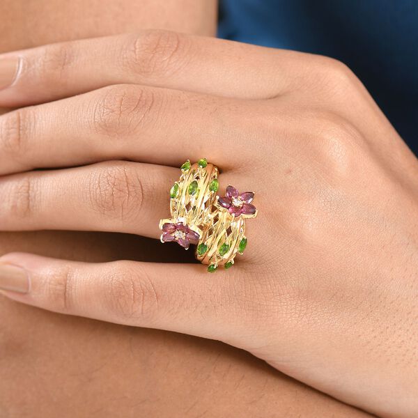 GP Italian Garden Kollektion- Rhodolith Granat, Chromdiopsid, Zirkon und blauer Saphir Ring - 3,24 ct. image number 3