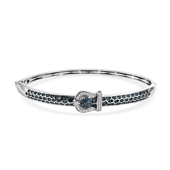 D'Joy Blauer Diamant Armreif ca. 19 cm 925 Silber Rhodiniert (10-15 Werktage Lieferzeit) ca. 0.99 ct
