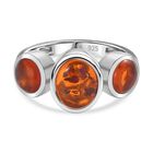 Natürlicher baltischer Bernstein Ring, 925 Silber rhodiniert, (Größe 17.00) ca. 1.47 ct