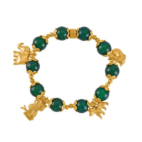 Grüner Achat Armband ca. Flexibles cm Legierung vergoldet ca. 166.60 ct image number 0