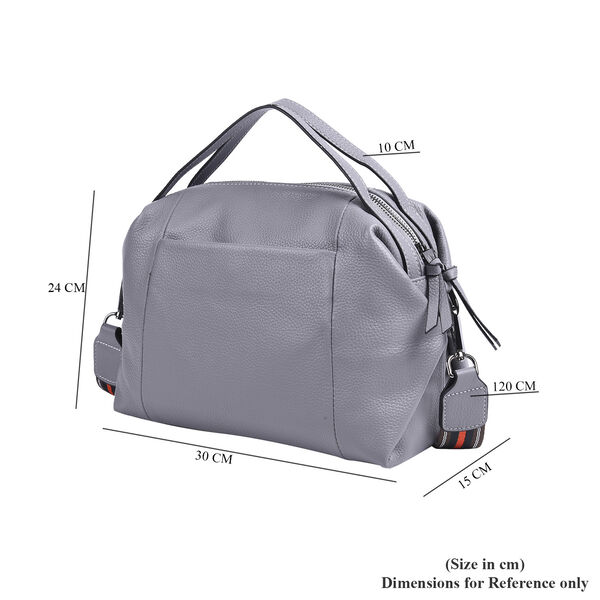 Exklusive Lederkollektion, Umh&auml;ngetasche, echtes Leder mit Futter, Rei&szlig;verschluss und mehreren Taschen, Hellgrau image number 5