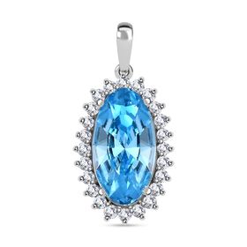 J Francis gefertigt mit SWAROVSKI- Aquamarin und weißer Swarovski Kristall Anhänger