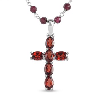 Rote Granat-Halskette, 925 Silber ca. 20.28 ct