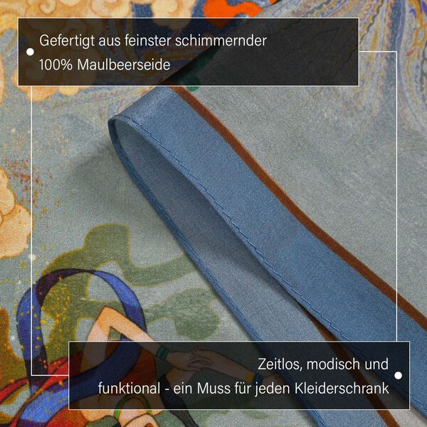 LA MAREY: Premium Selection - 100% Maulbeerenseiden-Halstuch mit orientalischer Druck, 35x150cm image number 3