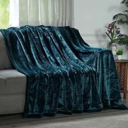 Premium Kuscheldecke aus 100% Mikrofaser, 450 gsm, Gr&ouml;&szlig;e: 150x220 cm, blaugr&uuml;n