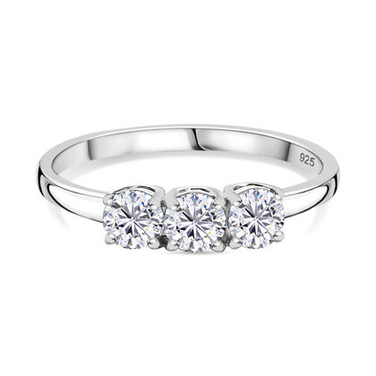 Moissanit Ring 925 Silber platiniert (Gr&ouml;&szlig;e 18.00) ca. 0.68 ct