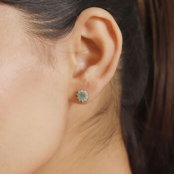 Sambische Smaragd und Zirkon-Ohrstecker - 1,07 ct.