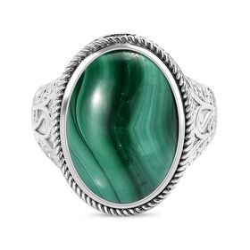 Malachit Ring, Edelstahl, (Größe 17.00) ca. 12.70 ct