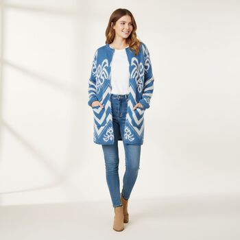 Extra-Weich Winter-Cardigan mit Taschen, Strick, Langarm, Offene Vorderseite, Einheitsgr&ouml;&szlig;e,hellblau