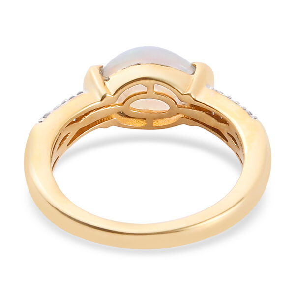 Nat&uuml;rlicher &Auml;thiopischer Opal und Zirkon Ring 925 Silber Vermeil image number 6