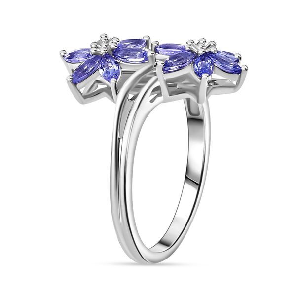 Tansanit Blumen-Ring, 925 Silber platiniert  ca. 1,05 ct image number 5