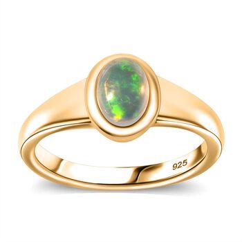 AA Nat&uuml;rliches, &auml;thiopisches Welo Opal Schmuckset, 925 Silber 750 Gelbgold Vermeil - 1,61 ct.