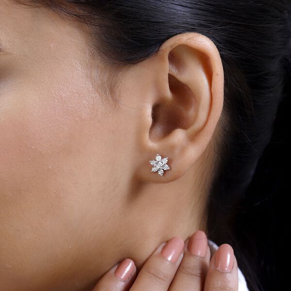 Wei&szlig;er Diamant Ohrringe, 925 Silber platiniert ca. image number 2