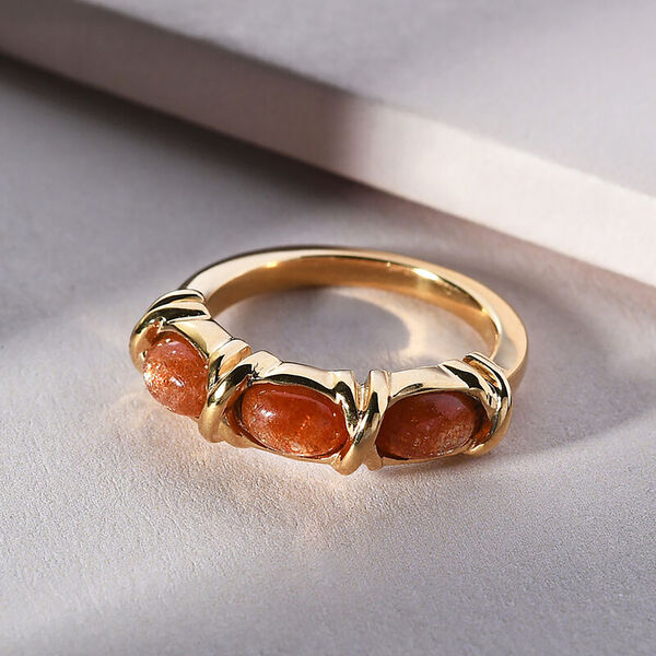 Korevora Sonnenstein 3-Stein-Ring, 925 Silber vergoldet  ca. 1,49 ct image number 2