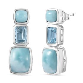 AA Larimar und himmelblaue Topas-Ohrringe - 11,19 ct.