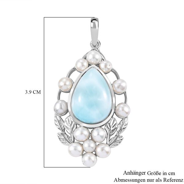 AA nat&uuml;rlicher gr&uuml;ner Larimar und S&uuml;&szlig;wasser Perle Anh&auml;nger - 9,53 ct. image number 6