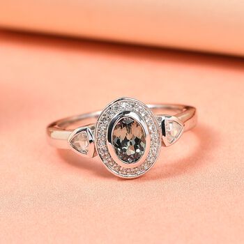 Gr&uuml;ner Tansanit und Zirkon-Ring - 1,09 ct.