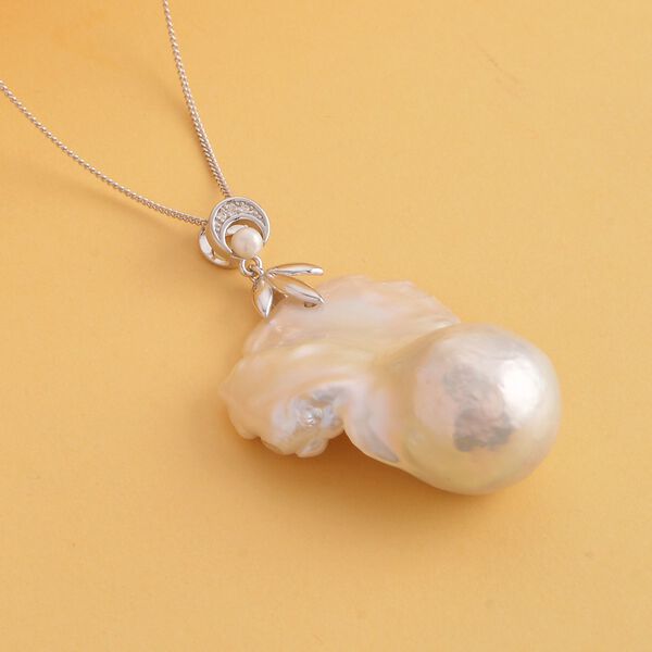 S&uuml;&szlig;wasser Perlen-Anh&auml;nger mit Kette, 925 Silber rhodiniert ca. 0.09 ct image number 3