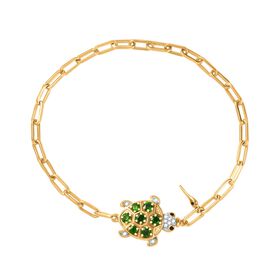 Natürlicher Chromdiopsid Armband ca. 19 cm 925 Silber 750 Gelbgold Vermeil ca. 0.88 ct