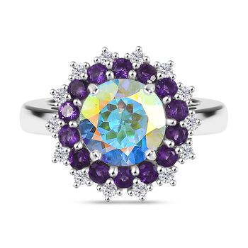 D'Joy Merkur mystischer Topas, afrikanischer Amethyst und Zirkon Ring und Anh&auml;nger mit 45cm Kette