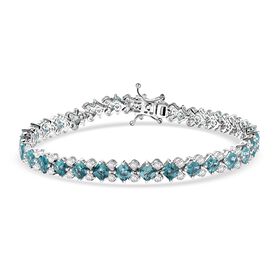 D’joy AA Betroka Blauer Apatit, Weißer Zirkon Armband ca. 19 cm 925 Silber rhodiniert ca. 14,88 ct.