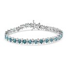 D’joy AA Betroka Blauer Apatit, Weißer Zirkon Armband ca. 19 cm 925 Silber rhodiniert ca. 14,88 ct.